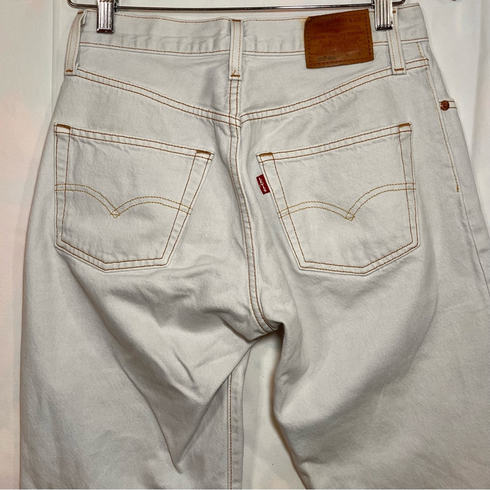 Levi’s Premium 501 White Wash Jeans 25x30 Straight Leg Big E Vintage 90s Denim - Picture 6 of 13